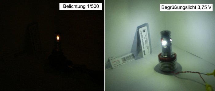 Vergleich Begrüßungslicht
